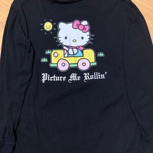 Dolls Kill Black Hello Kitty Graphic Long Sleeve Top
